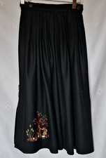 SKIRT VINTAGE TRACHTEN OKTOBERFEST DIRNDL TYROL BLACK WOOL WOMENS US 10 EU 38