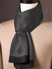 100 Silk mulberry men women Scarf neckerchief Wrap Polka Dot black MY116-34