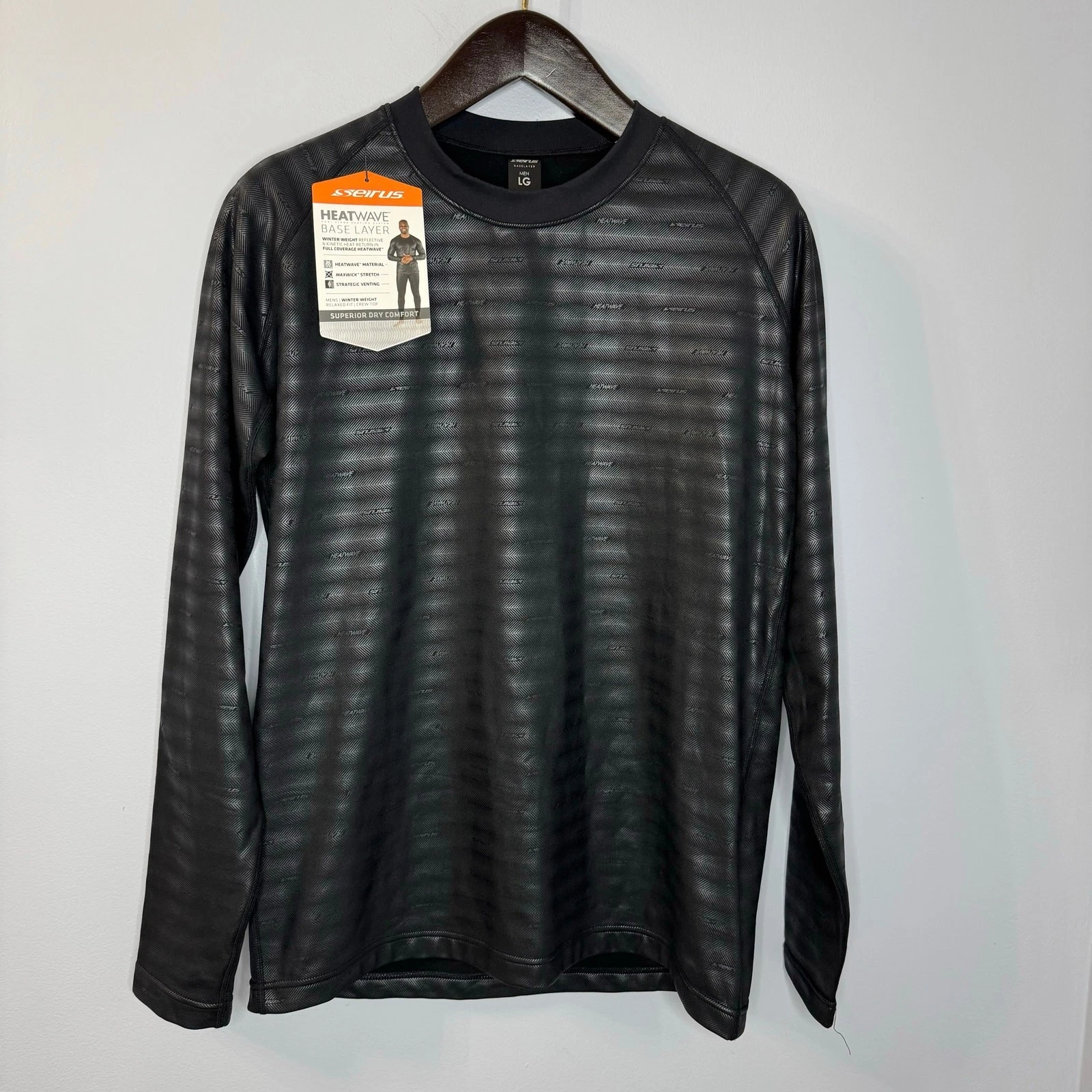 Seirus Men's L Heatwave Winter Weight Base Layer Long Sleeve Crew Top New