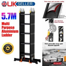 5.7M Heavy Duty Aluminium Folding Ladder Multi-Purpose Extendable Work Platform