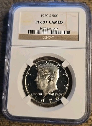 🔥 1970 KENNEDY HALF 40% SILVER ~ NGC PF68* STAR CAMEO ~ Deep Mirror PROOF!