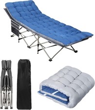 Portable Camping Cot W/ Mattress Outdoor Folding Heavy Duty Sleeping Bed W/ Side