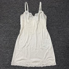 Women s Vintage 60s Sears White Nylon Lace Trim Short Lingerie Slip Dress Sz 34