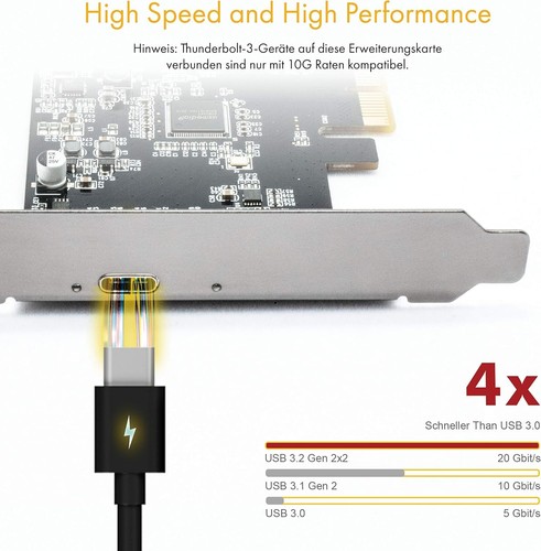 ICY BOX USB 3.2 Karte mit USB 3.2 Gen 2x2 Port (20 Gbit/s), USB-C, Einbau in PCI - Afbeelding 5 van 7
