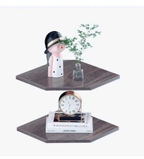 Corner Shelves, 12 Inch Corner Shelf Wall Mounted with Wire Hole, 2 Tier 
