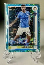 2022-23 Topps Merlin UEFA Mario Gila RC Aqua Speckle Refractor /199 #129