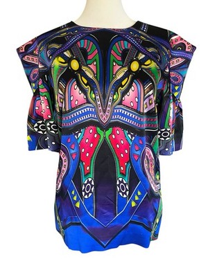 MANISH ARORA Paris Rare Abstract Couture S Statement Blouse Maximalist Art Bold