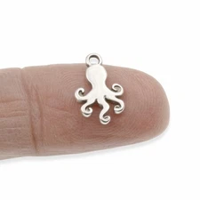 Silver Octopus Charms: 4Pcs Sea Creature Pendants, Summer Beach Nautical Jewelry
