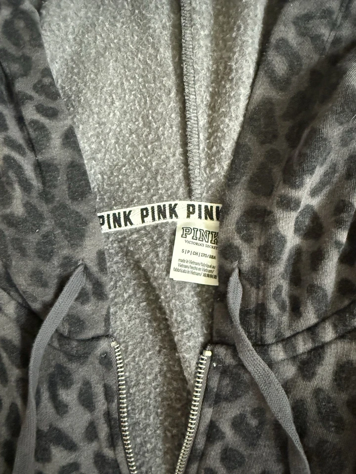 VS PINK Cheetah Leopardo Media Cremallera Sudadera con Capucha De Colección Y2K  Foto 3 de 3