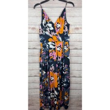 H M Floral Cropped Jumpsuit W/ V-neck