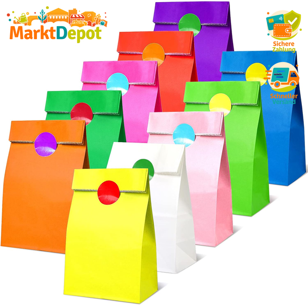 PapiertüTen Bunt 20 StüCk GeschenktüTen Kindergeburtstag Klein Geschenk-image