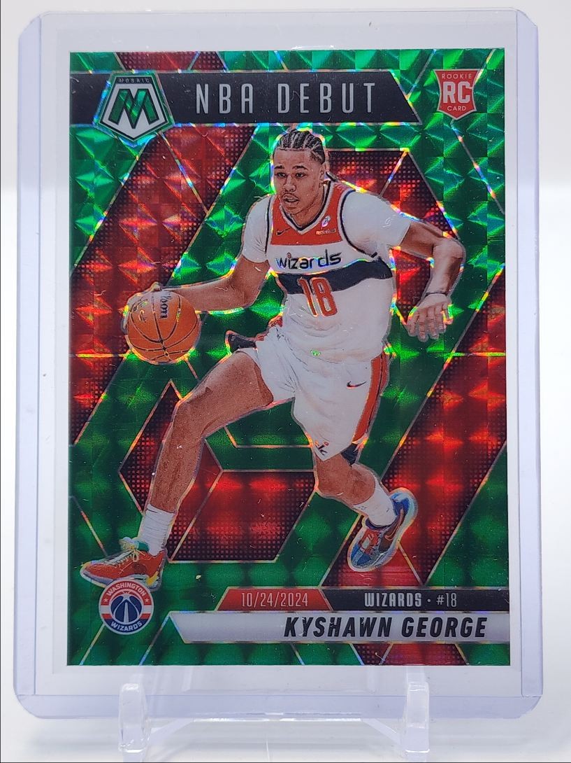KYSHAWN GEORGE 2024-25 MOSAIC NBA DEBUT ROOKIE GREEN PRIZM WIZARDS RC Q4641