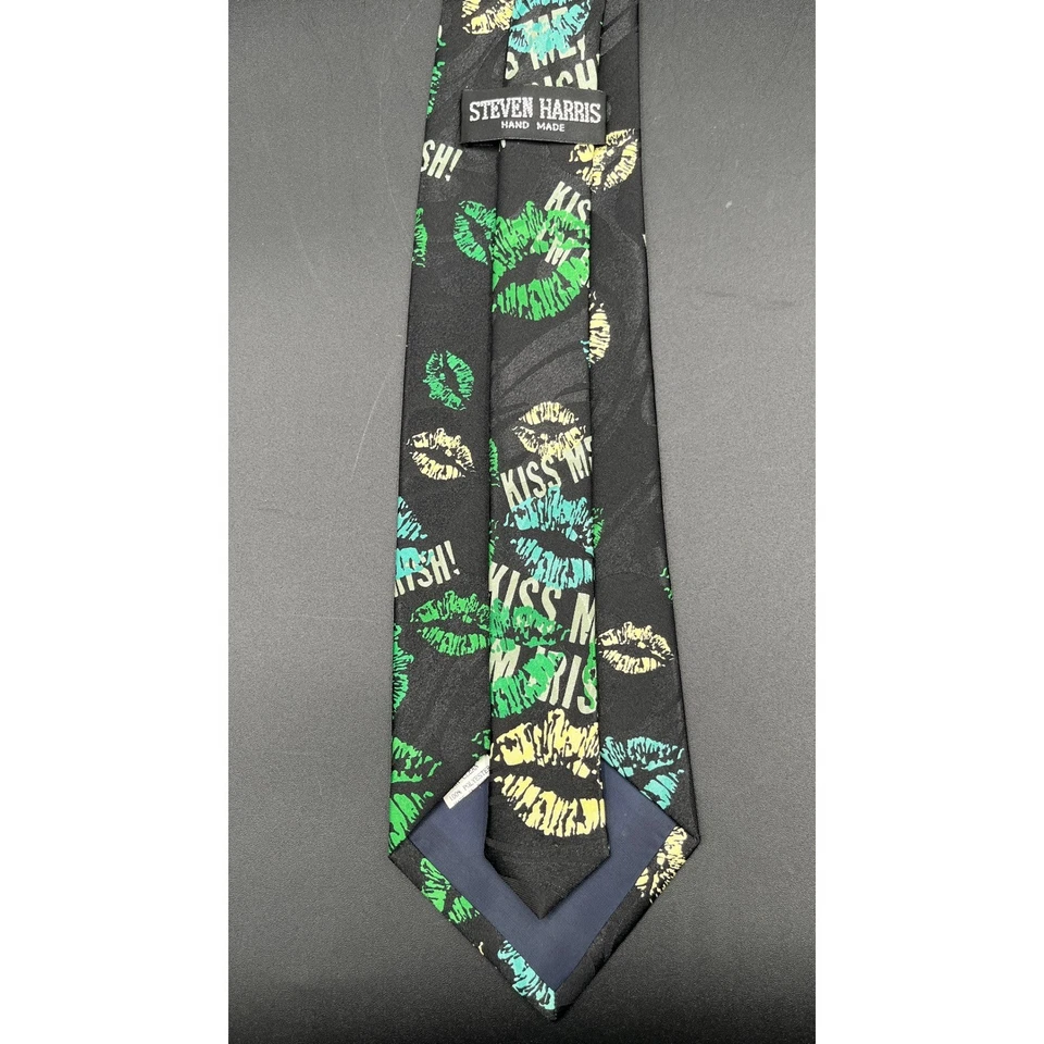 Steven Harris Hombres "Kiss Me Im Irish" Novedad Corbata Negro Verde Labios St. Pattys Foto 4 de 4