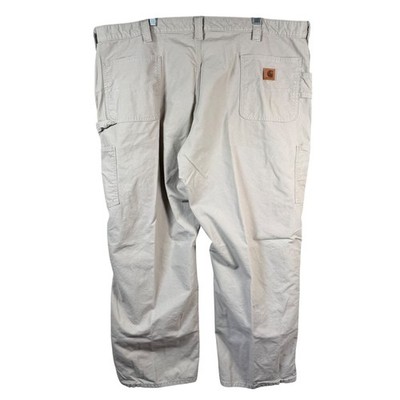 Carhartt Pants Loose Fit Firm Duck Dungaree Mens 48x30 Tan Canvas Work Utility