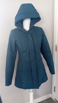 Women's Hooded Puffer Jacket, Dark Teal, Warm Winter Coat