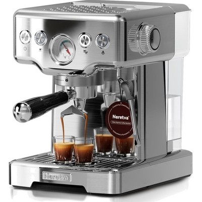 Profi Siebträger Kaffeemaschine mit Manometer und Milchaufschäumer - 15 Bar -...