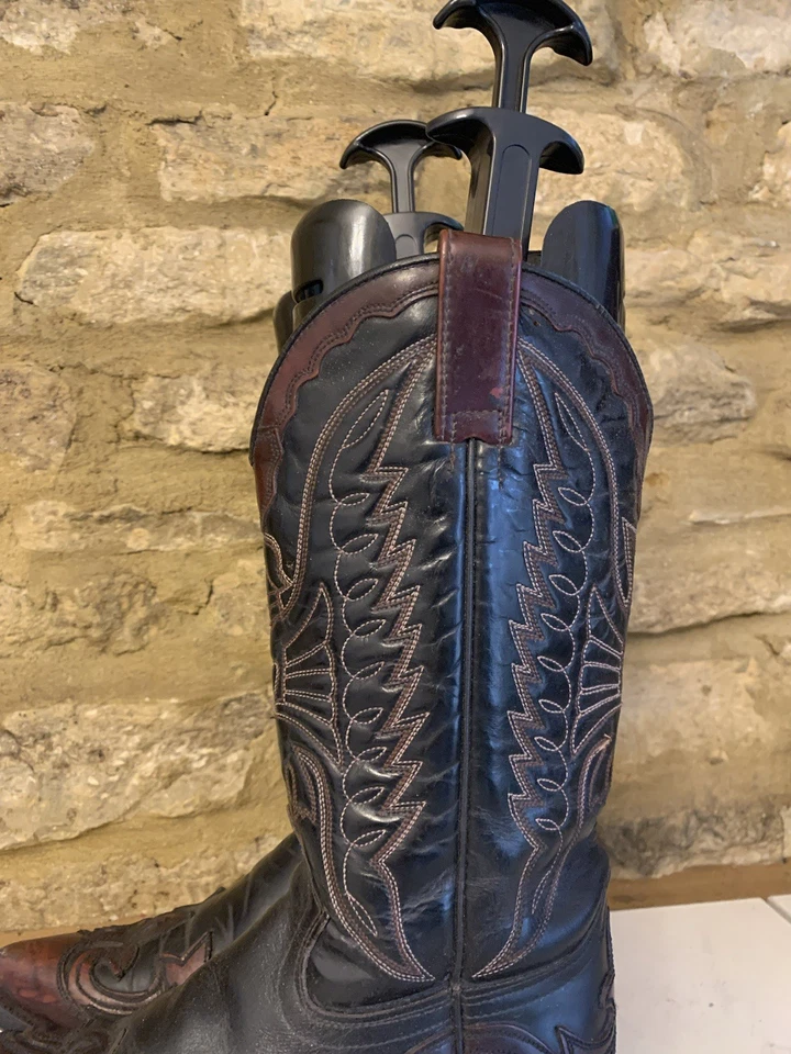 Vintage Sendra Boots Black Burgundy Leather Cowboy Size UK 4 EU37 Mid Calf - Image 3 of 4