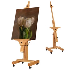 Extra-Large Studio Easel, Hold Canvas to 71", Tilts Flat, Adjustable Movable ...