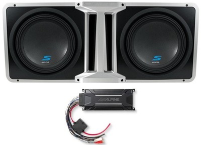 2 Alpine S-SB10V Loaded 10'' 600W S-W10D4 Ported Sub Box + KTA-30MW Amplifier