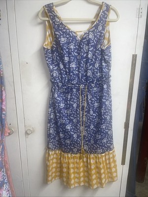 Matilda Jane Blue Ridge Dress Floral Sleeveless Cotton Elastic Waist Medium 