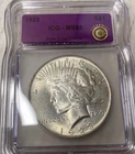 1923 MS63 90% Silver Peace Dollar ICG