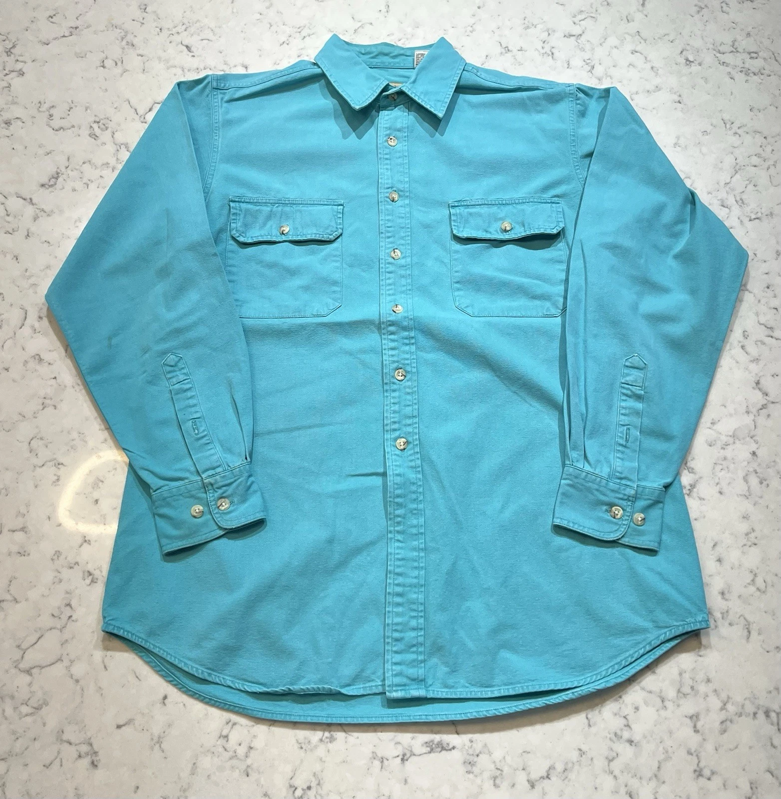 Cabela’s Turquoise 100% Cotton Button Front Shirt Size Large Long Sleeve