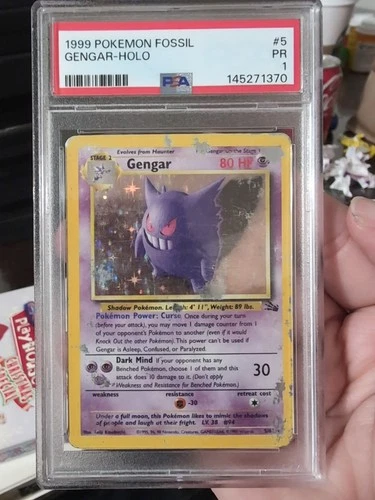 1999 Pokemon Fossil #5 Gengar Holo PSA 1