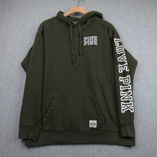 PINK Victorias Secret Hoodie Womens Small Green Pullover Logo Kangaroo Pocket