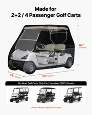 Golf Cart Cover, Full Coverage 2 2/4 Passenger Golf Cart, 600D Waterproof Oxford