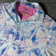 Birdie & Bound Mens S PCH Palm Tree Polo Shirt Short Sleeve Golf Casual