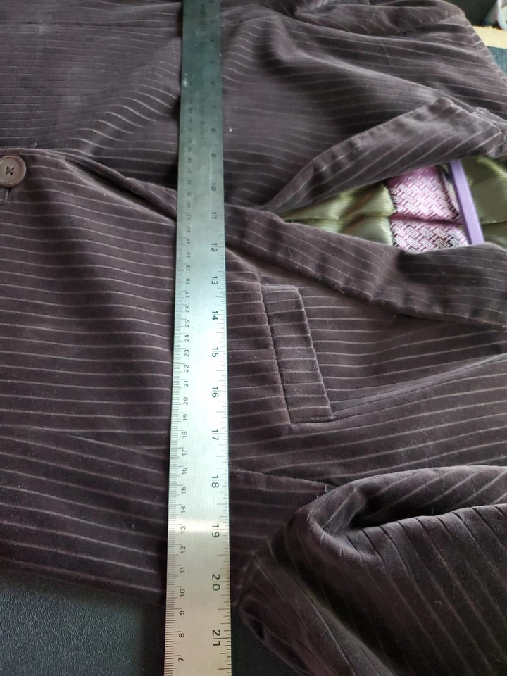 Blazer Guess Para Hombre Terciopelo Rayas 100% Algodón Talla M Ciruela Oscura-Marrón Y2K Foto 3 de 4