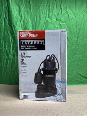 #ad Everbilt 1 4 HP Aluminum Sump Pump w Tether Float Switch HDSP25W NEW OPEN BOX. $42.75