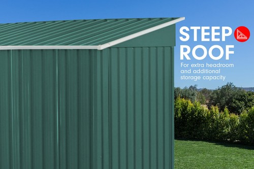 4 x 8ft Garden Sheds Tool Storage Outdoor Workshop Shelter Metal Base Flat Roof - Picture 6 of 10