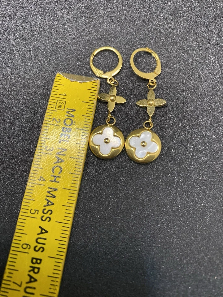 Ohrringe Hänger Goldfarben Blüte Stern - Bild 2 von 2