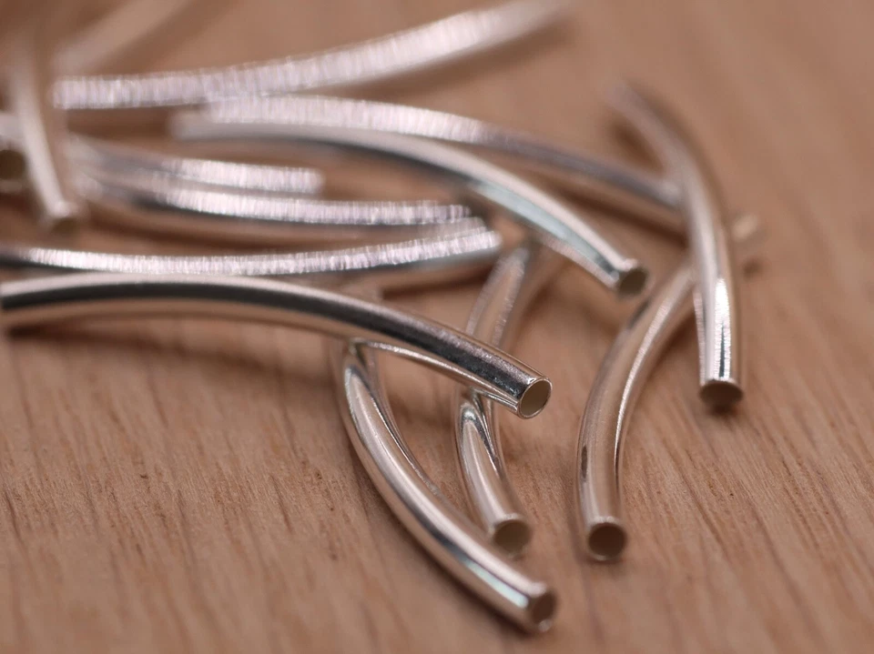 Sterling Silver Curved Tube & S Shape Beads 925 Noodle Spacer Jewellery Making - Image 4 of 4