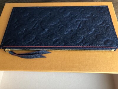 New Louis Vuitton Navy Felicie Leather Zipped Card Holder Insert