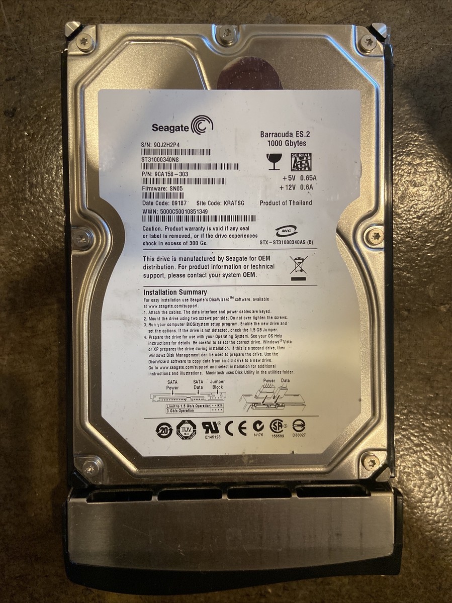 Seagate Barracuda ST31000340NS 1TB 7200RPM 3Gbps SATA 3.5 Seagate Barracuda ST31000340NS 1TB 7200RPM 3Gbps SATA 3.5