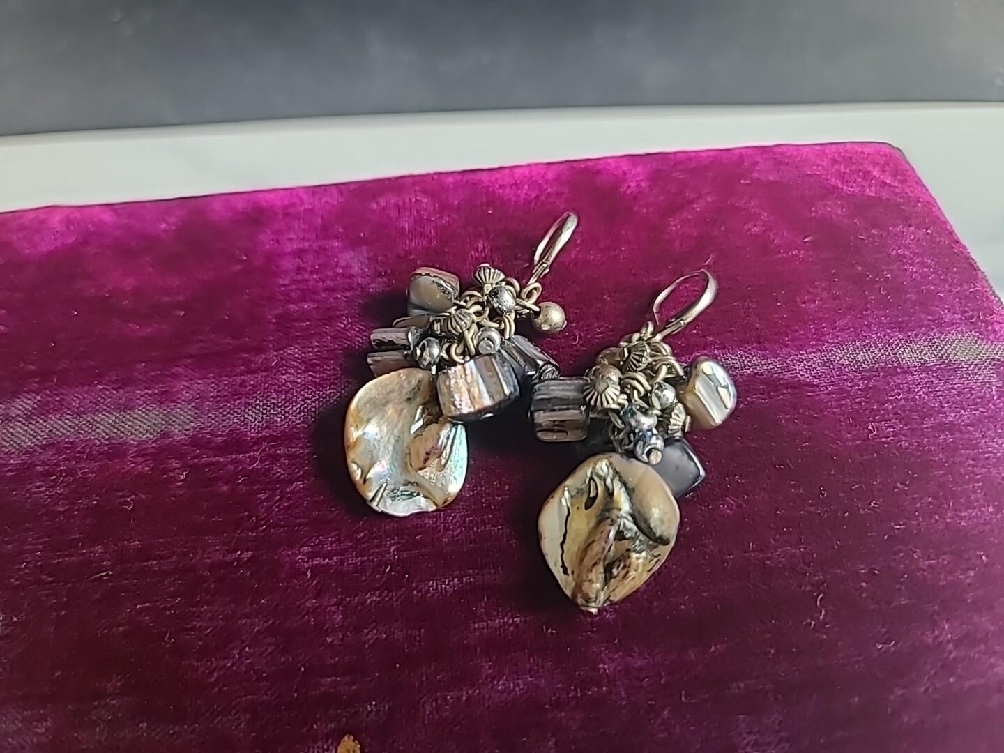 Abalone Shell Beaded Dangling Pierced Earrings Vi… - image 6