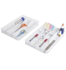 Seville Classics 2 Pc Mesh Tray Drawer Organizer Set - For Cutlery & Utensils
