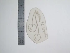 vtg 1960s 70s Tattoo Flash acetate Stencil Two Cherries signed LUK