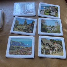 Bins COASTERS RECTANGULAR X6  " COCKTAIL " 1950'S PRODUCED BY ELM TREE MATS