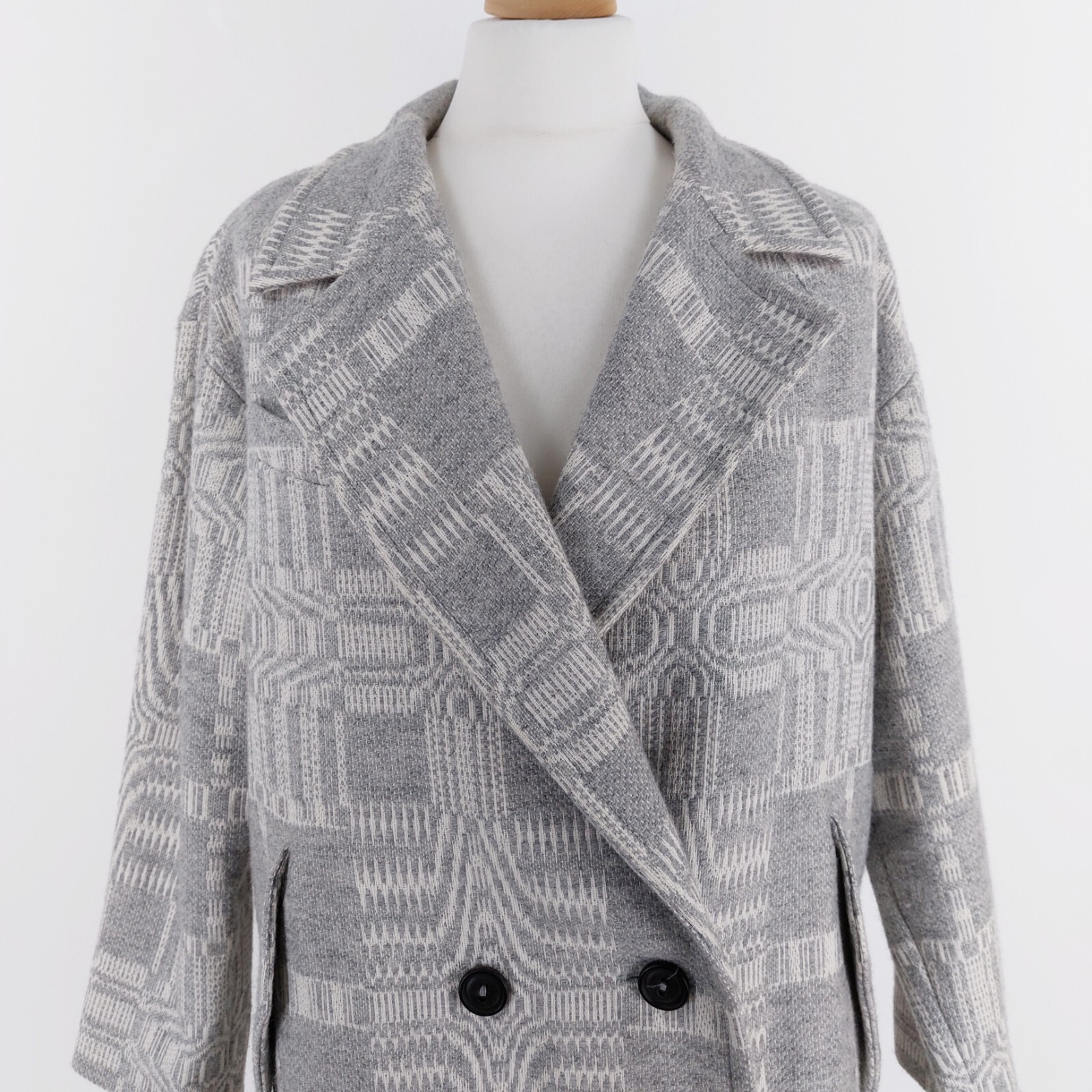 Isabel Marant Etoile Size 40 Large Grey Cream Patterned 33% Wool Blazer Jacket