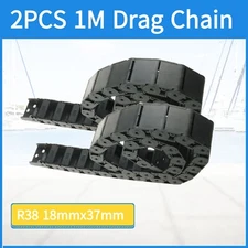 US Stock R38 18mmx37mm Plastic Semi Closed Cable Drag Chain Carrier 1 Meter 2Pcs