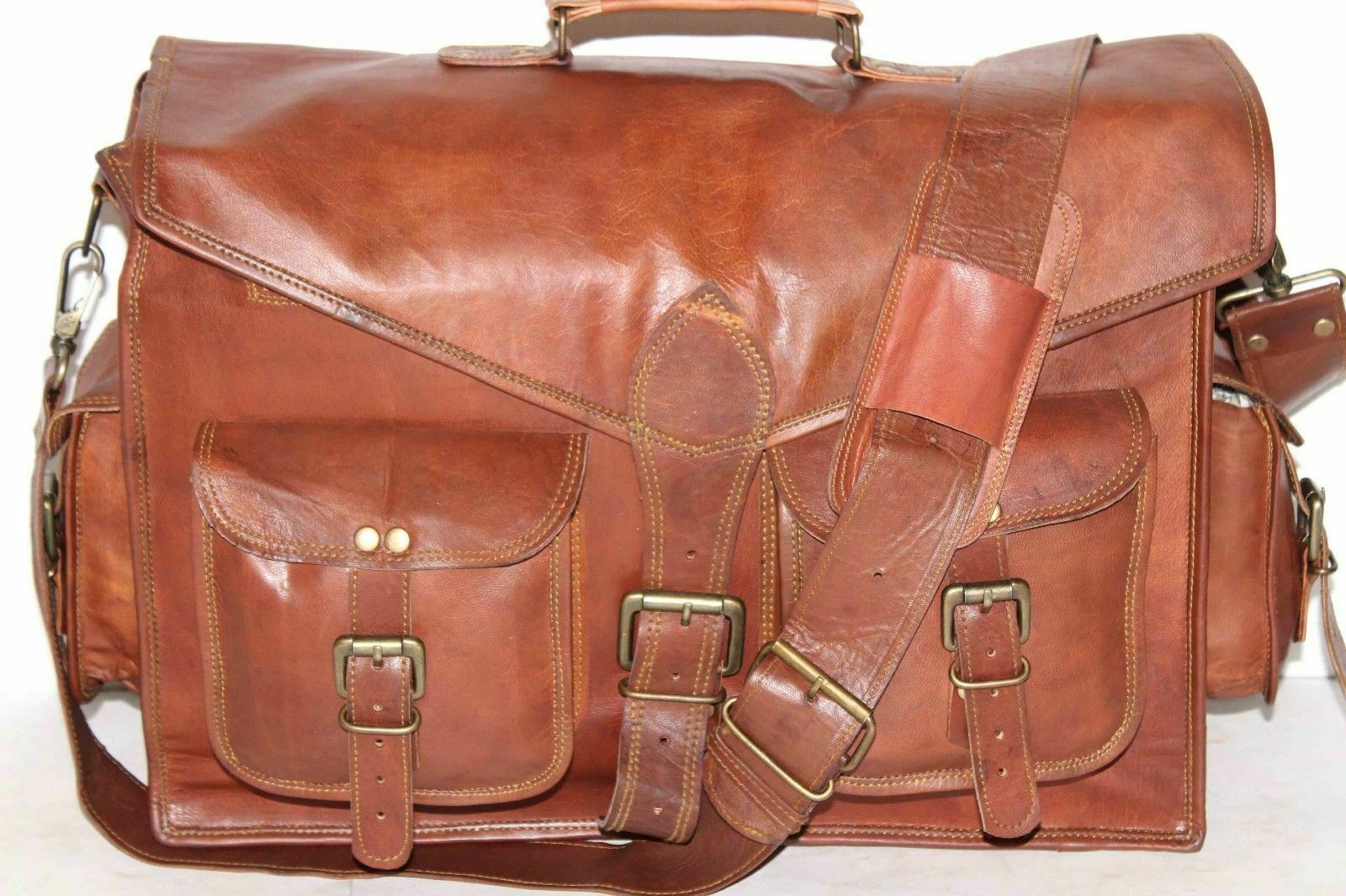 HANDMADE INDIAN DESIGNER DAKOTA LEATHER BRIEFCASE LAPTOP SATCHEL BAG MESSENGER image 5