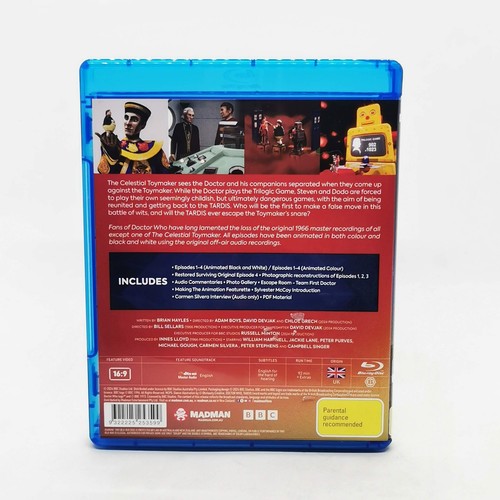 Doctor Who The Celestial Toymaker BBC (Blu-Ray Region B) 2 Disc Set VGC Animated - Picture 2 of 3