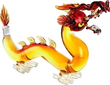 Dancing Dragon Drinking Decanter Whiskey Wine Lead Free Handblown Glass Bar Art