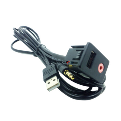 USB AUX Audio Headphone 3.5mm Male Jack Mount Cable Adapter Car Panel Input Kit