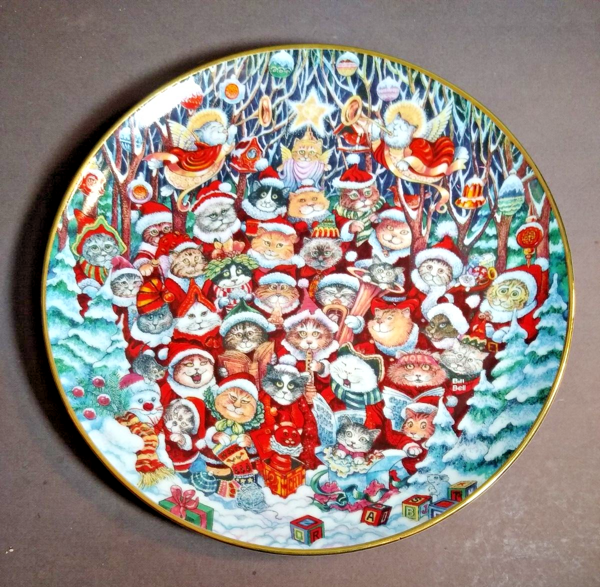 Bill Bell Santa Claws Cat Collector Plate L03737 Franklin Mint Pl