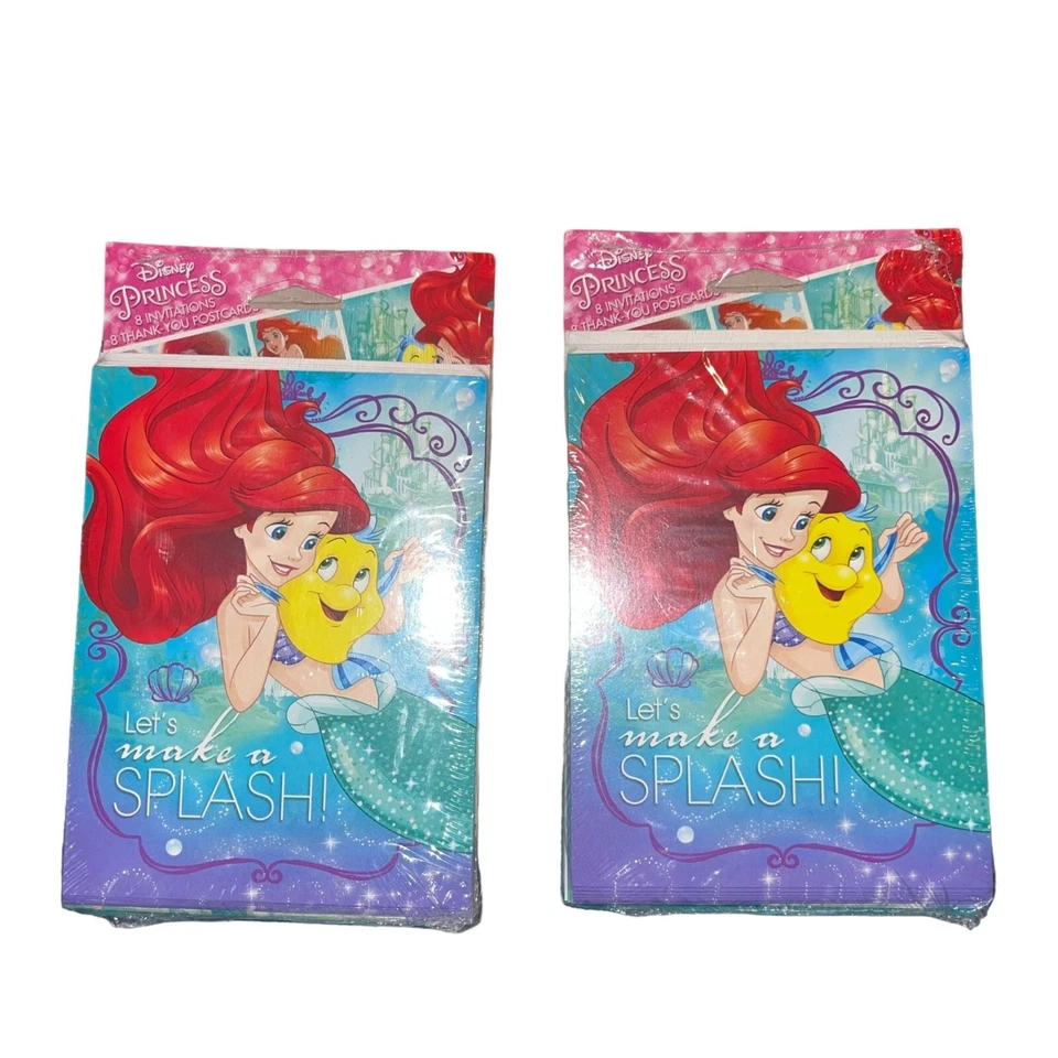 3 новых нераспакованных приглашения на день рождения American Greetings Little Mermaid Ariel спасибо - Изображение 2 из 4
