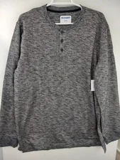 Old Navy Men's Tall XLT  Cozy Knit Henley T-Shirt NWT Heather Black (Gray)